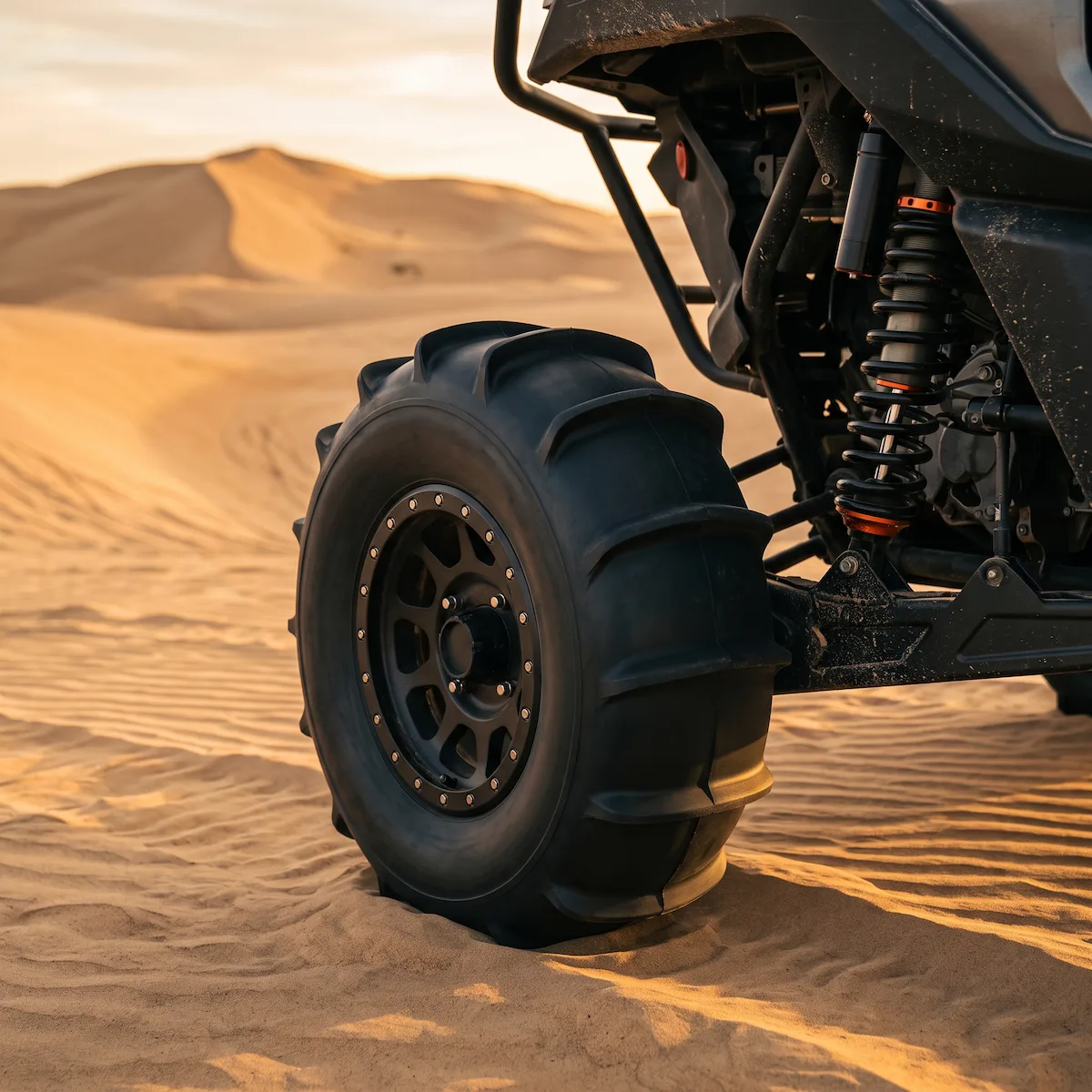 INVICTA SAND KING PADDLE rear tire showing its deep scooped paddle blades in dune sand